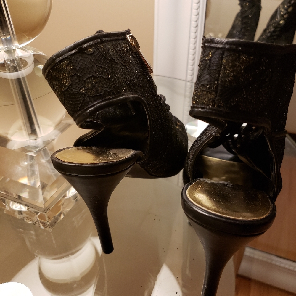 Black gold high heel booties - Picture 3 of 5